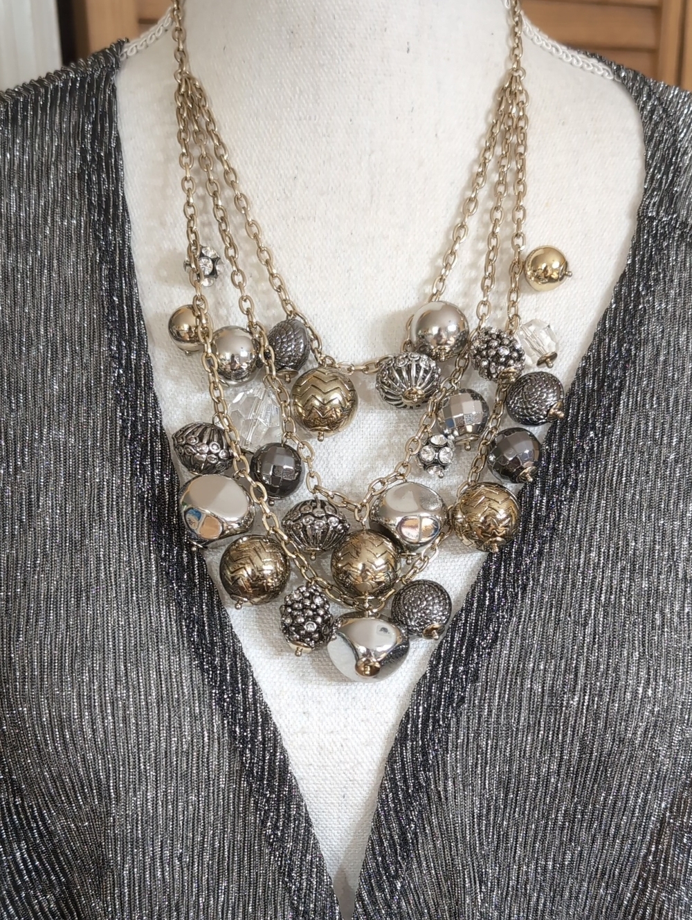 $60 Designer Triple Layer Mixed Metal  Statement Necklace by BALLET